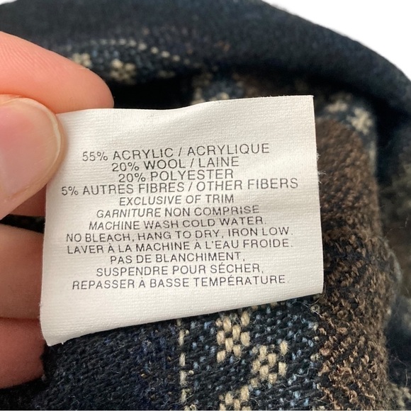 Vintage striped geometric Aztec wool blend woven flannel button down shirt - Picture 10 of 11